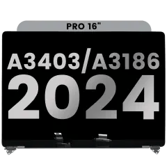 Komplett LCD-skärmenhet för MacBook Pro 16\" (A3403 / A3186 sent 2024) (förinstallerad kabel för lockvinkelsensor) (Använd OEM-drag: Klass A) (Silver) silver