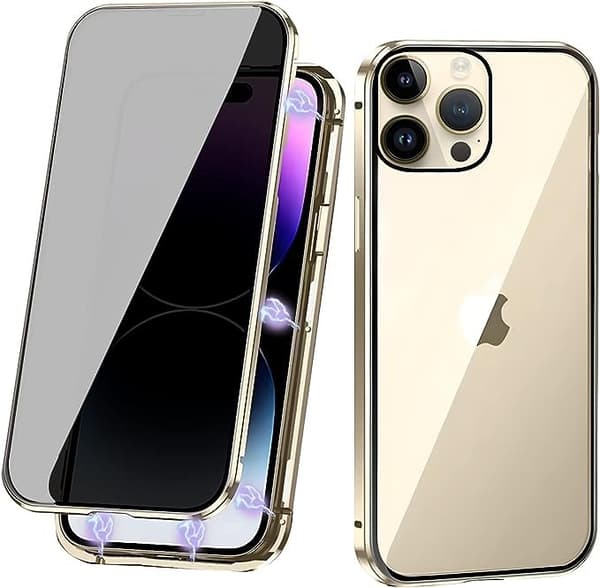 Sekretess dubbelt magnetiskt Skal för iPhone 16 – Guld