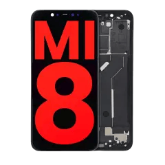 OLED-enhet med ram för Xiaomi Mi 8 (Eftermarknad Plus) (Svart) svart