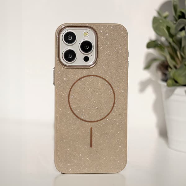 Glitter Thin Mag-fodral för iPhone 16 Pro 6,3\" brun