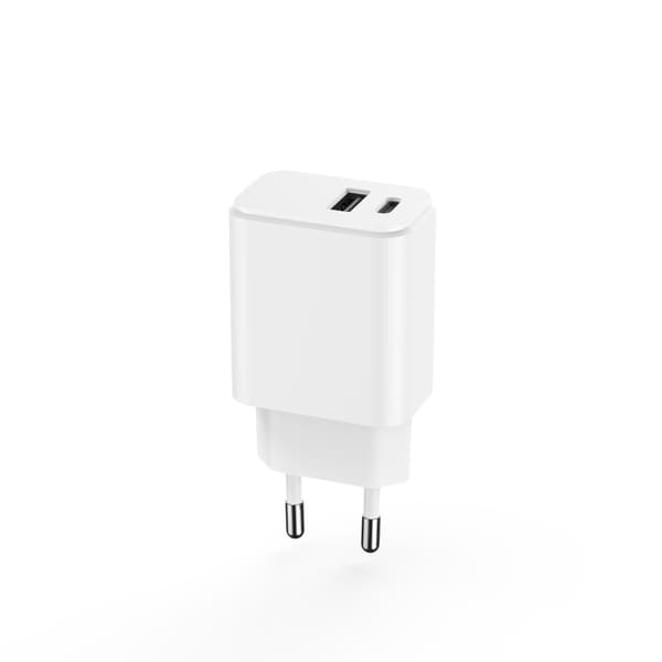 Setty laddare 1x USB + USB-C 3A 20W vit vit