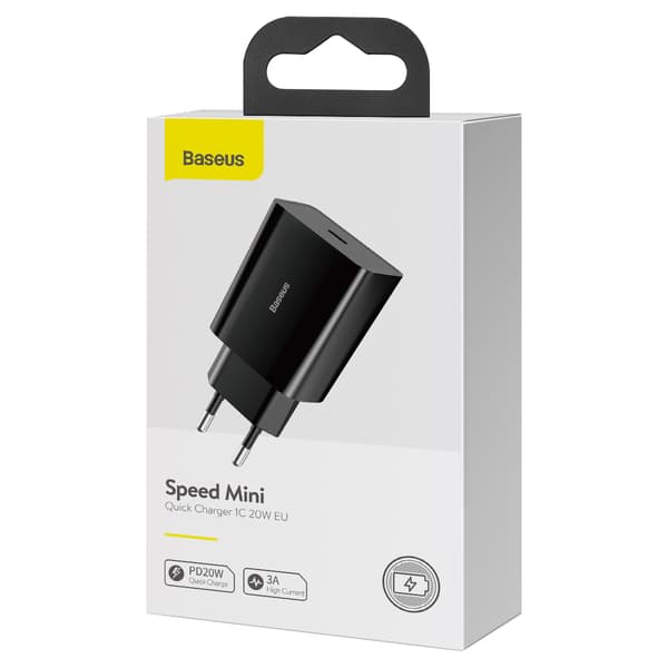 Baseus väggladdare Speed Mini PD 20W 1x USB-C svart svart