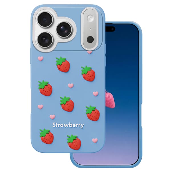 Jordgubbsfodral för iPhone 17 Pro 6,3'' blå