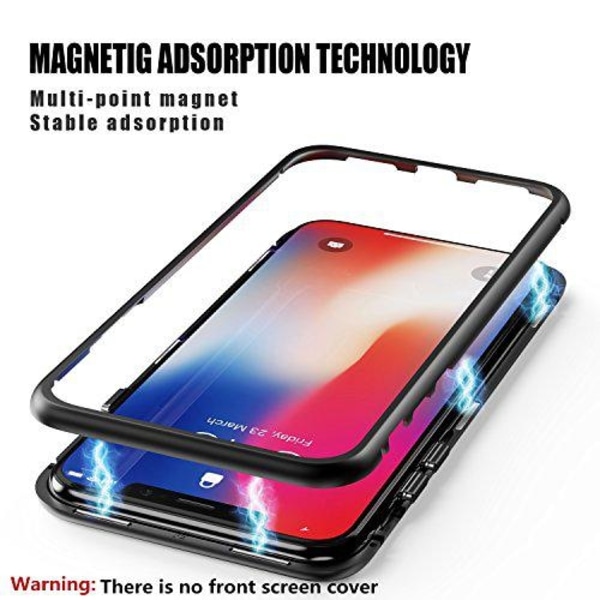Kaksipuolinen magneettikuori karkaistulla lasilla iPhone Xs/X|siverille