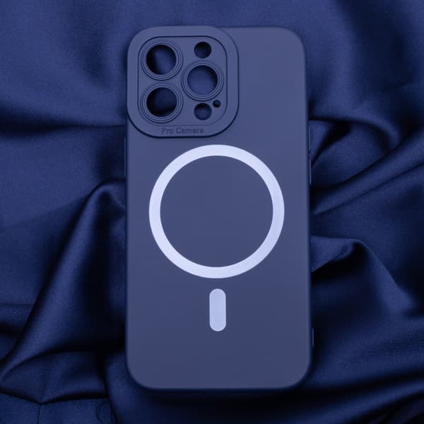 Silicon Mag skal för iPhone 15 Plus mörkblå