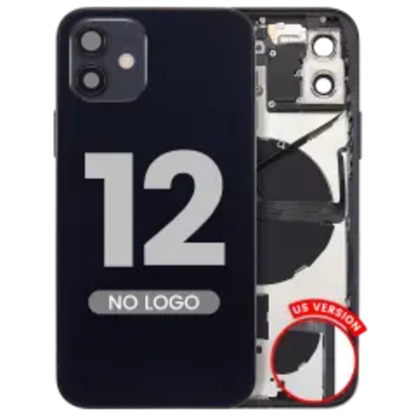 Baksida med smådelar för iPhone 12 (amerikansk version) (Eftermarknad Plus) (Svart)