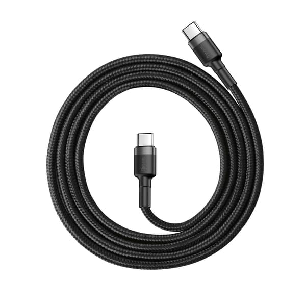 Baseus-kabel Cafule PD 2.0 USB-C - USB-C 1,0m 3A grå-svart 60W