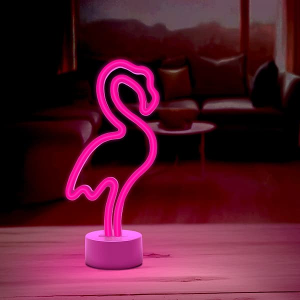 Neon LED på stativ FLAMINGO rosa USB-C FSC-11 Forever Light rosa