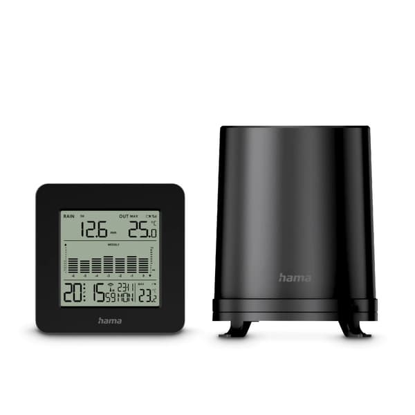 Hama Mykonos Indendörs termometer, Udendörs termometer, Regnsensor, Nedbör svart
