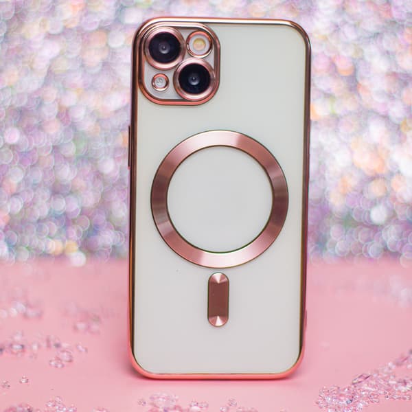 Färgad krom Mag-skal för iPhone 17 Pro Max 6,9\" roséguld öppen ring