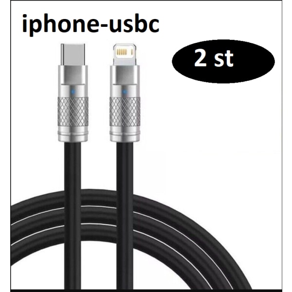 2st 2m 120W snabb iphone-usbc laddare svart svart