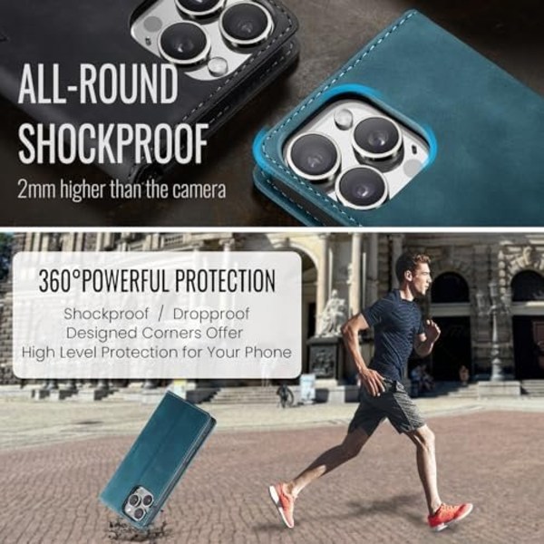 CaseMe 0013 Læder Wallet Case til iPhone 16 plus grøn green