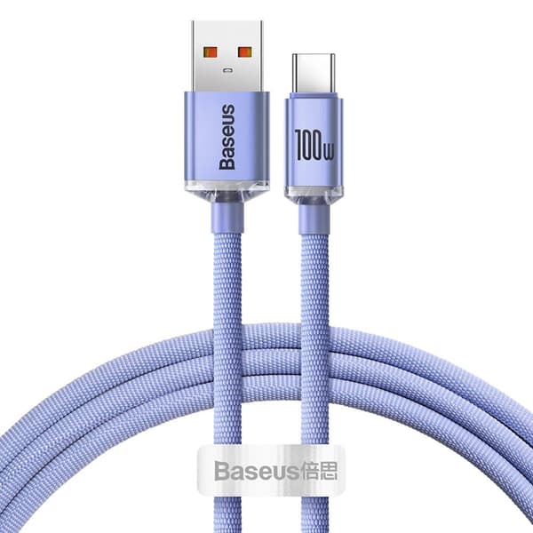 Baseus kabel Crystal Shine USB - USB-C 1,2 m 100W lila lila