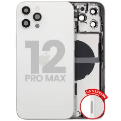 Baksida med smådelar för iPhone 12 Pro Max (amerikansk version) (begagnad OEM-dragning: klass A) (silver)