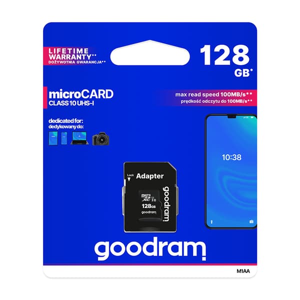 GoodRam minneskort 128GB microSDXC cl 10 UHS-I 100 / 10 MB / s + adapter