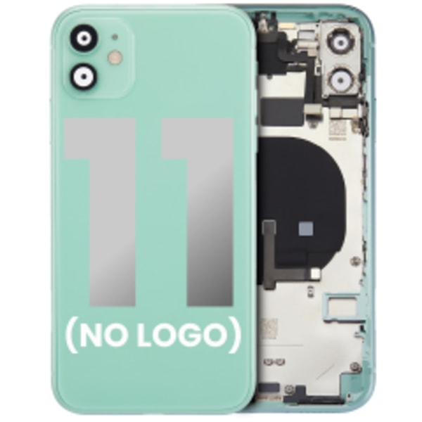Baksida med förmonterade småkomponenter för iPhone 11 (ingen logotyp) (eftermarknad Plus) (grön)