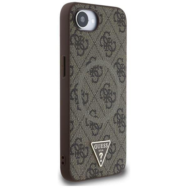Guess HC MagSafe PU 4G Ring Triangle Logo-fodral för iPhone 16e Brun