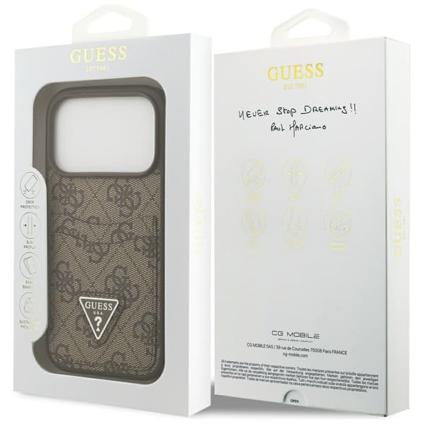 Guess 4G Double Card Triangle-fodral för iPhone 17 Pro brun