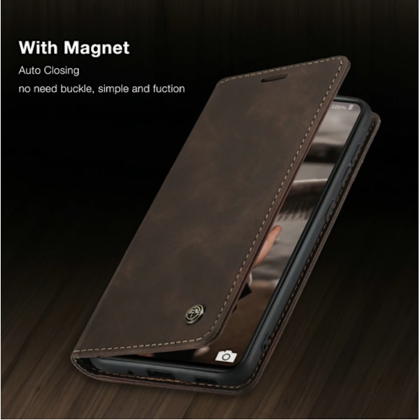 Läderfödral caseme 0013 för iphone 14 pro max mörkbrun mörkbrun