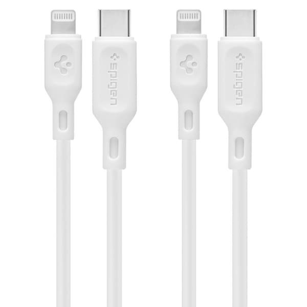 2-pack Lightning-kabel för iPhone - Spigen DuraSync 100cm Vit, MFi-certifierad