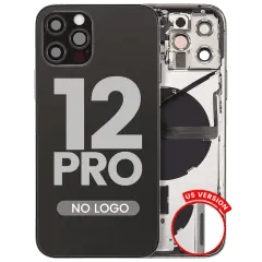Baksida med smådelar för iPhone 12 Pro (amerikansk version) (Eftermarknad Plus) (Grafit) svart