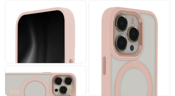Satin Elegant Mag-fodral för iPhone 15 Pro Max 6,7\" rosa