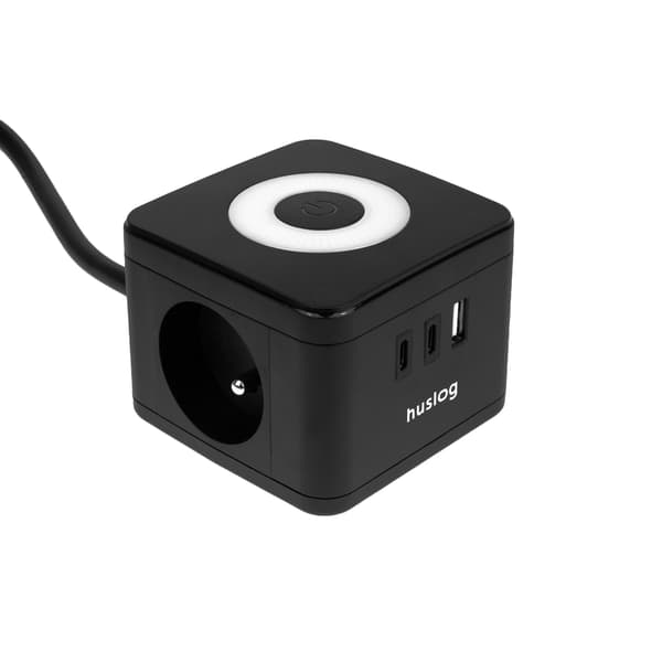 Huslog Cube förlängningssladd med LED