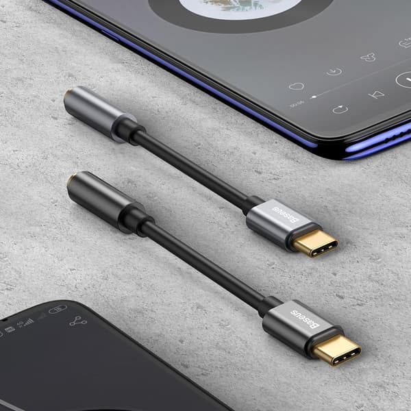 Baseus-adapter L54 USB-C till jack 3,5 mm svart