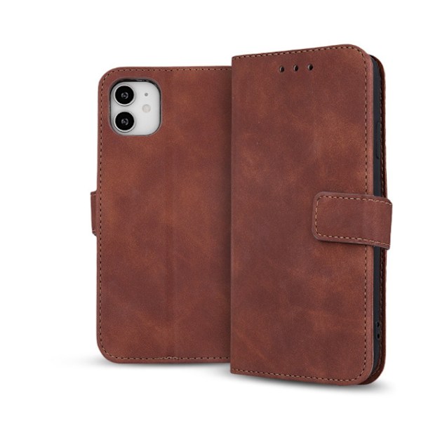 iphone 14 pro TPU-läder fodal brun vnröd