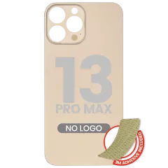 Bakglas med 3M-lim för iPhone 13 Pro Max (ingen logotyp / stort kamerahål) (guld) guld