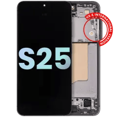 OLED-enhet med ram för Samsung Galaxy S25 5G (USA och internationell) (Servicepaket) (Silver Shadow) silver