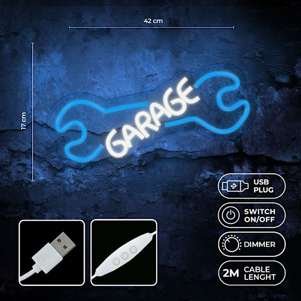 Neolia PLEXI LED Neo-Neonljus - Blå/Vit, Garage