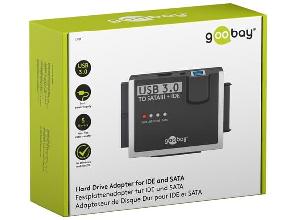 Goobay hårddiskadapter USB 3.0 till 2,5 3,5 IDE SATA HDD Lagringskontroll