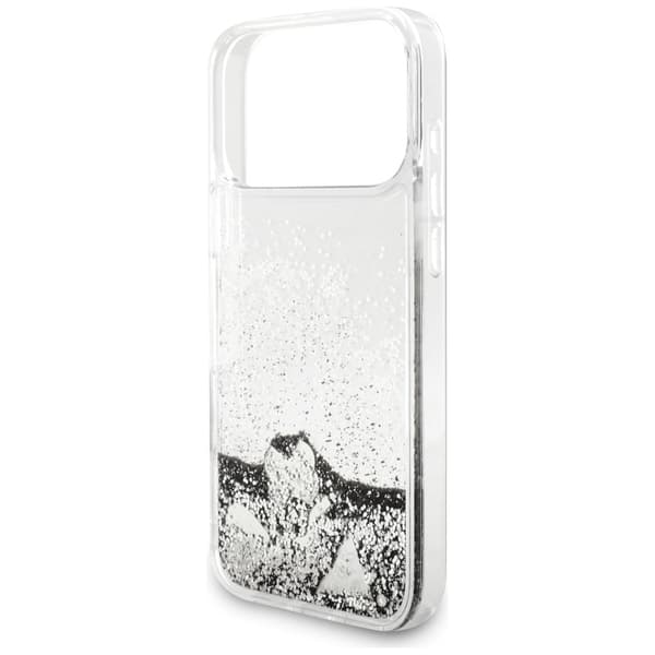 Guess Liq. Glitter Charms-fodral för iPhone 17 Pro Max silver