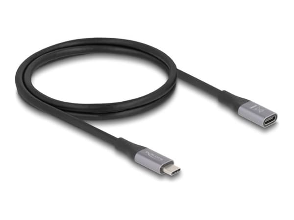 DeLOCK USB 2.0 / USB 3.2 / USB4 / Thunderbolt 3 USB Type-C forlängerkabel 1m svart Grå