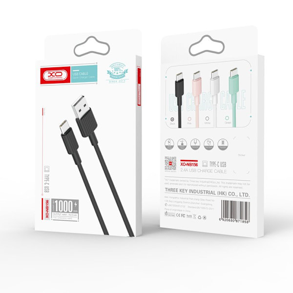 XO® 1m Hållbar Lightning Laddare IPhone vit vit