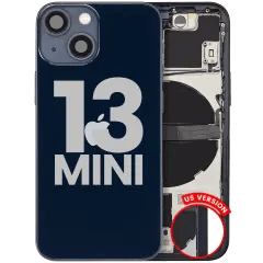 Baksida med smådelar för iPhone 13 Mini (amerikansk version) (begagnad OEM-del: Grade B) (Midnight)