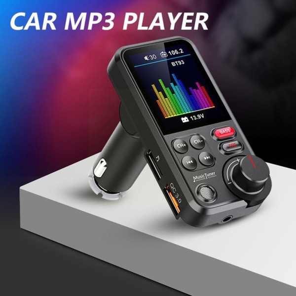 1,8" färgskärm Bluetooth-FMsändare med stark mikrofon