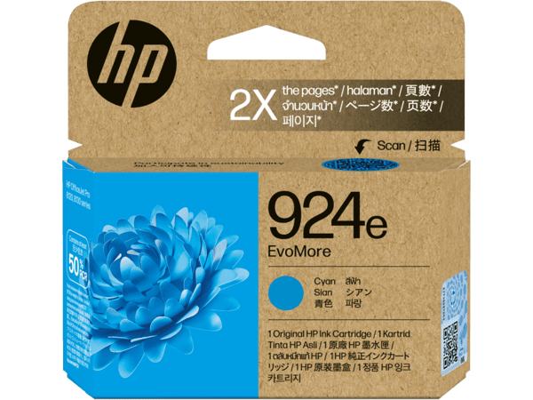 HP 924e EvoMore Cyan 800 sidor bläck 4K0U7NE
