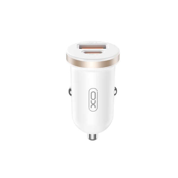 XO billaddare CC56 PD 30W QC 1x USB 1x USB-C vit