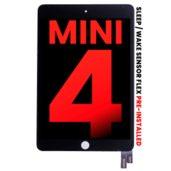 LCD-enhet med digitizer för iPad Mini 4 (Sleep / Wake Sensor Flex förinstallerad) (Eftermarknad Plus) (Svart)