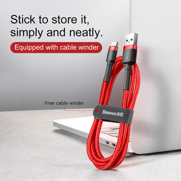 Baseus kabel Cafule USB - USB-C 0,5 m 3A röd