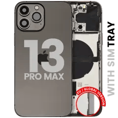 Baksida med smådelar för iPhone 13 Pro Max (EU / Global version) (Begagnad OEM-dragning: Klass C) (Grafit) svart