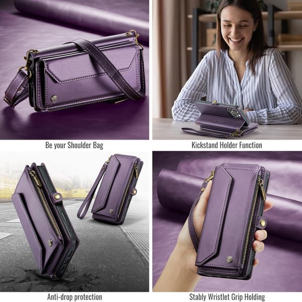 Caseme Plånboksfodral med dragkedja iPhone 16 Plus Lila