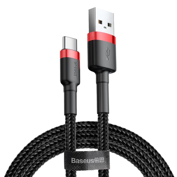 Baseus kabel Cafule USB - USB-C 0,5 m 3A röd-svart svart
