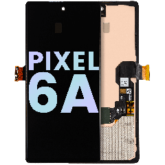 OLED-enhet med ram (med fingeravtryckssensor) för Google Pixel 6A (äkta OEM) (alla färger)