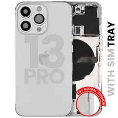Baksida med smådelar för iPhone 13 Pro (EU / Global version) (Begagnad OEM-dragning: Klass A) (Silver)