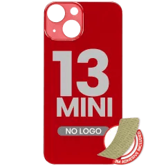 Bakglas med 3M-lim för iPhone 13 Mini (ingen logotyp / stort kamerahål) (röd) röd