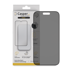 Casper Pro Edge Härdat Glas för iPhone 15 Plus / 16 Plus (Detaljhandelsförpackning) (Sekretess) röd