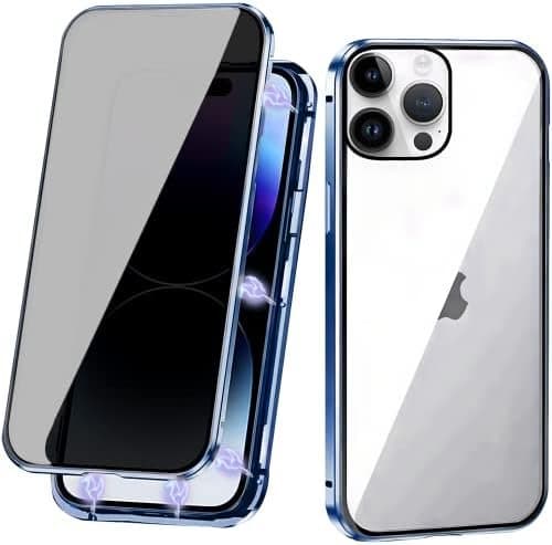Sekretess dubbelt magnetiskt Skal för iPhone 13 – Blå